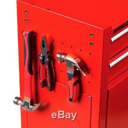 Portable Top Chest Tool Storage Box Cabinet Sliding Drawers 2 in 1 Rolling Red
