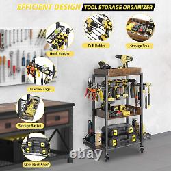 Power Tool Organizer Garage Storage Shelving Holder Drill Rack Rolling Cart NEW