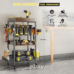 Power Tool Organizer Garage Storage Shelving Holder Drill Rack Rolling Cart NEW