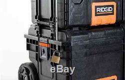 Quality Ridgid Rolling-Wheel Portable Toolbox Cart Chest Tool-Storage-Box (3-pc)
