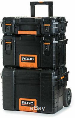 RIDGID 3 Pcs ToolBox Portable Rolling Cart Professional Storage OrganizerToolbox