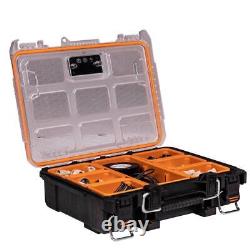 RIDGID Portable Tool Boxes Resin Rolling, Lid Strike, Lockable Compact Organizer