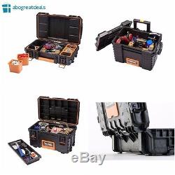 RIDGID Portable Tool Storage Box Organizer Rolling Cart Case Chest 3 Piece Set