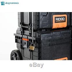 RIDGID Portable Tool Storage Box Organizer Rolling Cart Case Chest 3 Piece Set