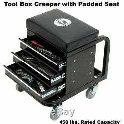 ROLLING SHOP CREEPER CHEST Garage Tool Box Drawer Portable Storage Seat