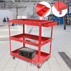 Red 3-Tier Garage Rolling Storage Tool Cart Utility Organizer Cart with Wheels US