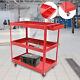 Red 3 Tiers Garage Rolling Storage Tool Cart Utility Organizer Cart With Wheels