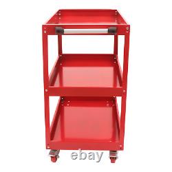 Red 3 Tiers Garage Rolling Storage Tool Cart Utility Organizer Cart with Wheels