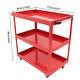 Red&black Rolling Tool Cart 3-tier Tool Storage Organizer Tray Shelves With Wheels