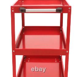 Red&Black Rolling Tool Cart 3-Tier Tool Storage Organizer Tray Shelves with Wheels