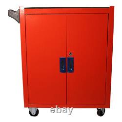 Red Double Door Rolling Cabinet Garage Three-layer Toolbox with Rubber Casters