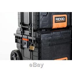 Ridgid Rolling Wheel Portable Organizer Toolbox Gear Cart Chest Tool Storage Box