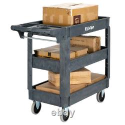 Rolling 3 Layer Utility Cart Dolly Tool Storage Shelves Workshop Garage Trolley