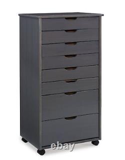 Rolling 8 Drawers Cabinet Storage Cart Toolbox Chest Garage Carts Organizer Gray