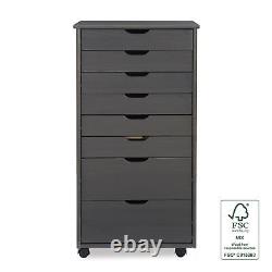 Rolling 8 Drawers Cabinet Storage Cart Toolbox Chest Garage Carts Organizer Gray