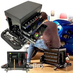 Rolling Creeper Seat Mechanics Stool Garage Shop Car Work Tool Box Chest Storage