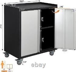 Rolling Garage Storage Cabinet Home Lockable Metal Storage Cabinet with 2 Doors