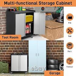 Rolling Garage Storage Cabinet Home Lockable Metal Storage Cabinet with 2 Doors