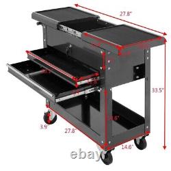 Rolling Mechanics Tool Cart Slide Top Utility Storage Cabinet Organizer 2-Drawer