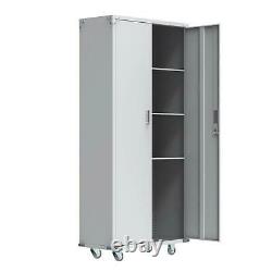 Rolling Metal Storage Cabinet 72 Tall with Locking Doors & Adjustable Shelves