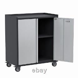 Rolling Metal Storage Cabinet, Perfect for Garage, Home, Warehouse, Base