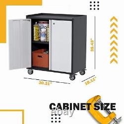 Rolling Metal Storage Cabinet, Perfect for Garage, Home, Warehouse, Base