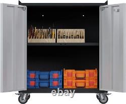 Rolling Metal Storage Cabinet garage storage Adjustable Shelves File Cabinet US