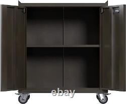 Rolling Metal Storage Cabinet garage storage Adjustable Shelves File Cabinet US