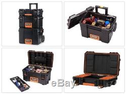 Rolling Portable Tool Storage Cart Organizer Stack 3 Box Mobile Combo Wheeled