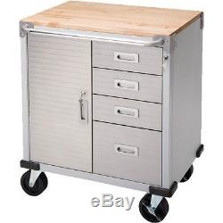 Rolling Storage Cabinet Box Wood Top Shelves 4 Drawers Steel Organizer Toolbox