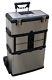 Rolling Tool Box 3 In 1 Portable Steel Chest Travel Suitcase Storage Wheels New