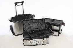 Rolling Tool Box 3 in 1 Portable Steel Chest Travel Suitcase Storage Wheels NEW
