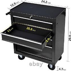 Rolling Tool Box, 4-drawer Metal Tool Cart Storage Organizer Trolley for Garage