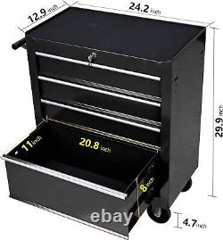 Rolling Tool Box, 4-drawer Metal Tool Cart Storage Organizer Trolley for Garage