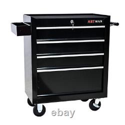 Rolling Tool Box, 4-drawer Metal Tool Cart Storage Organizer Trolley for Garage