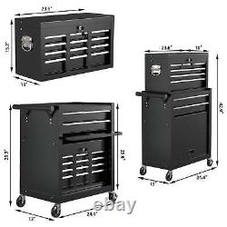 Rolling Tool Box 8 Drawer Steel Chest Cabinet With Wheels Workshop Garage Black US