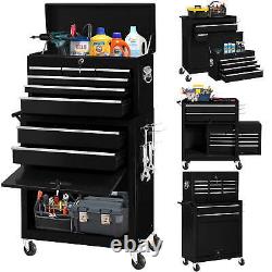 Rolling Tool Box 8 Drawers Steel Chest Cabinet With Wheels Workshop Garage Black