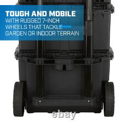 Rolling Tool Box Cart Black 7-Inch Wheels Portable Organizer Telescopic Handle