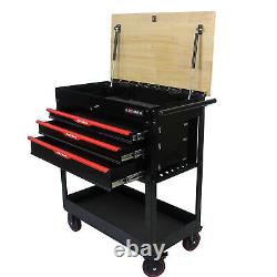 Rolling Tool Box Cart With 3 Drawer Wheel Adjustable Shelf Locking Storage Cabinet