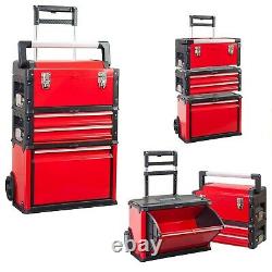 Rolling Tool Box Chest Garage Workshop Organizer Portable Stackable Toolbox Stee