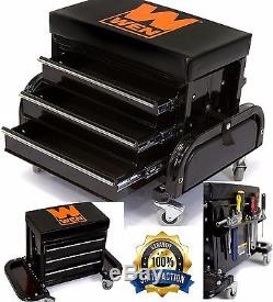 Rolling Tool Box Creeper Seat Mechanic Garage Storage Organizer Drawer Toolbox