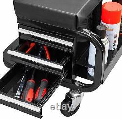 Rolling Tool Box Drawers Chest Seat Tools Storage Cabinet Mechanic Stool Creeper