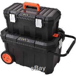 Rolling Tool Box Storage Organizer Mobile Chest Plastic Portable Cabinet 2-In-1