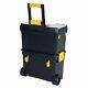Rolling Tool Box With Wheels, Foldable Comfort Handle, And Removable Top