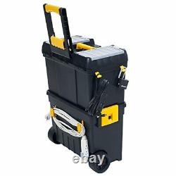 Rolling Tool Box with Wheels, Foldable Comfort Handle, and Removable Top