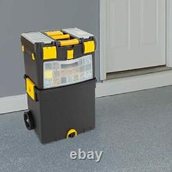 Rolling Tool Box with Wheels, Foldable Comfort Handle, and Removable Top