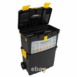 Rolling Tool Box with Wheels Foldable Comfort Handle and Removable Top Tool