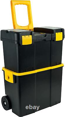 Rolling Tool Box with Wheels, Foldable Comfort Handle, and Removable Top Toolb