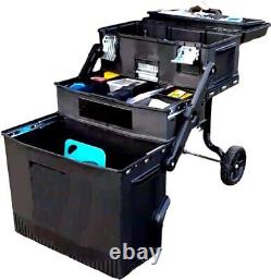 Rolling Tool Box with Wheels Heavy-Duty Carpenter Organizer Electrician Mobile