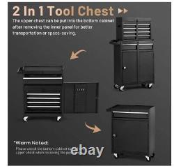 Rolling Tool Boxes, 5-Drawer Tool Chest & Cabinet for Workshop Garage, Black